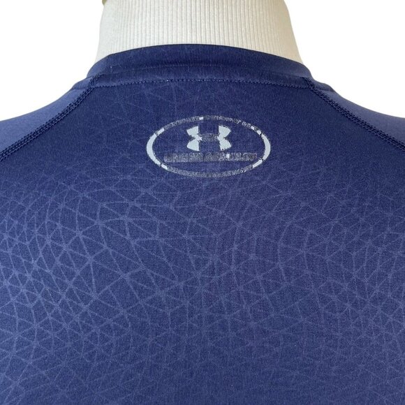 Under Armour Tshirt Mens Medium Blue Short Sleeves Heat Gear Patterned - Picture 4 of 7